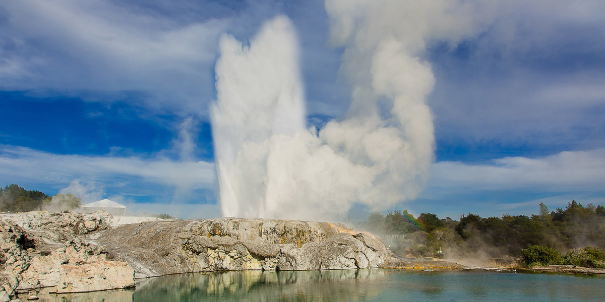 Geyser at Te Puia visited on a Rotorua tour from Auckland